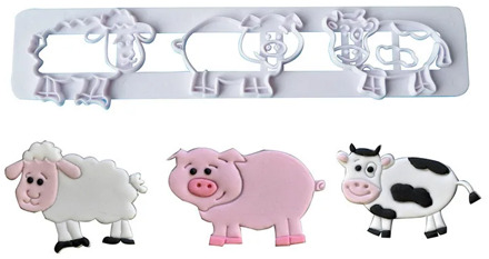Cute farm animal cutting mold pig sheep cow cartoon biscuit mold DIY fondant cake mold