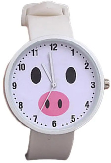 Cute Fish Pig Round Dial Silicone Band Arabic Numbers Analog Quartz Watch Student cute soft girl cartoon silicone female watch