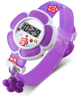 Cute Flower Kids Fashion Digital Wrist Watch Cartoon Watches For Kids Girls Children Gifts Dropshipping Pink Purple Safe