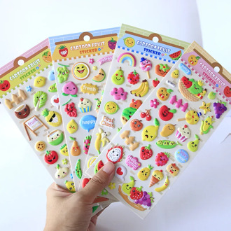 Cute Fruit Vegetables 3D Puffy Stickers for Kids Cognition Learning Stickers DIY Scrapbooking Stationery Stickers