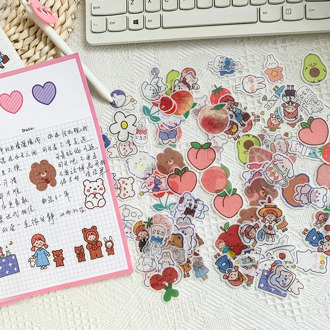 Cute Girl Animals Fruit Avocado Party Washi Paper Stickers Scrapbooking Journaling Korean Sticker Stationery Dairy Stickers