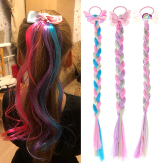 Cute Girls Elastic Colorful Wig Hair Ropes Princess Twist Braid Elastic Hair Bands Ponytail Headwear Fashion Kids Hair Accessori