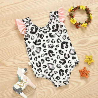 cute leopard one piece swimwear for toddler girl summer beach bathing suit kids girl ruffle bikini swimsuit beach swim suit
