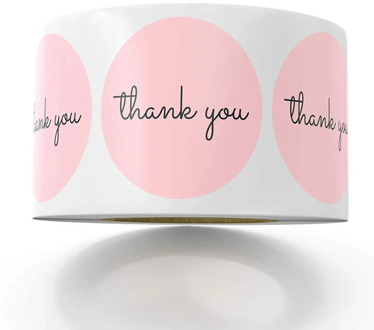 Cute Pink Paper Labels Stickers Foil Thank You Wedding Stickers Envelope Seals Handmade Stationery Sticker 1 Inch/Roll 500pcs