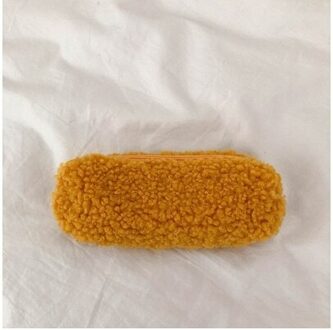 Cute Plush Pencil Bag Green Pencil Case Simple Storage Bag Kawaii Stationery Student School Office Supplies geel