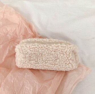 Cute Plush Pencil Bag Green Pencil Case Simple Storage Bag Kawaii Stationery Student School Office Supplies wit