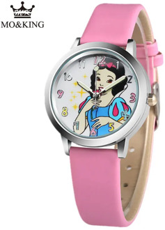 Cute Princess Cartoon Little Girl Clock Fashion 7 Color Leather Luminous Quartz Kids Watch Casual Boy Baby Birthday Party Gift