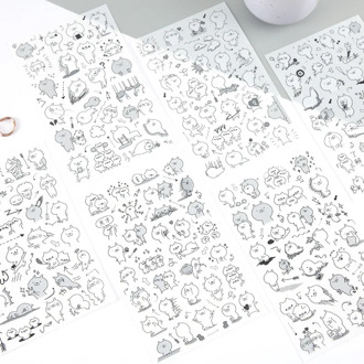 Cute Superman rabbit black white Diary Label Stickers Pack Decorative Mobile Stickers Scrapbooking DIY Sticker Escolar Papelaria