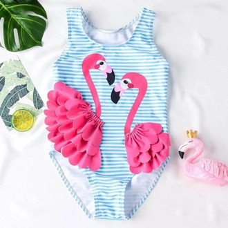cute swan pattern kids girl one piece swimwear bikini kids swimsuit bathing suit for children girl