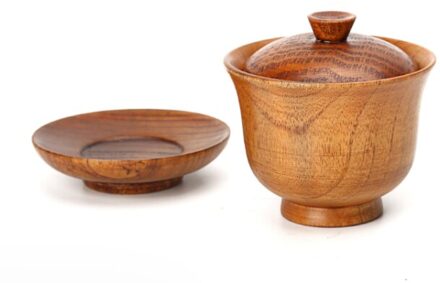 cutlery dish set solid wood bowl wooden cup household three sets of bowls Kungfu Tea Accessories