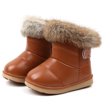 CUZULLAA Children Snow Boots Girls Boys Winter Warm Boots Rabbit Fur Plush Baby Winter Shoes Kids Warm Cotton Shoes Size 21-30