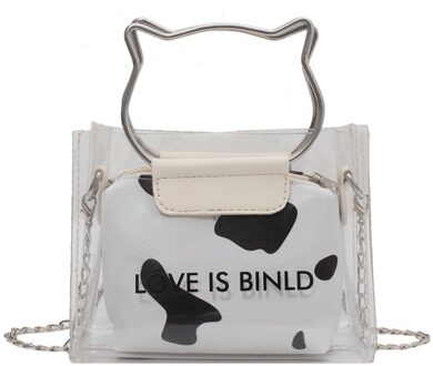 Cvvo Glmc Luxe Handtas 2Pc Jelly Transparante Schouder Tas Vrouwen Draagbare Crossobdy Tassen wit