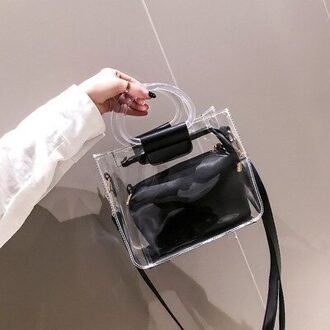 Cvvo Glmc Luxe Handtas 2Pc Jelly Transparante Schouder Tas Vrouwen Draagbare Crossobdy Tassen zwart