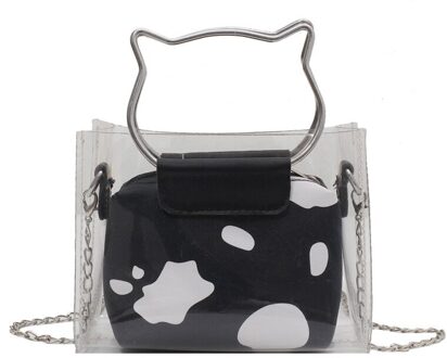 Cvvo Glmc Luxe Handtas 2Pc Jelly Transparante Schouder Tas Vrouwen Draagbare Crossobdy Tassen zwart