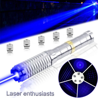 CWLASER Real Power 5000mW-7000mW Military 445nm Blue Burning Laser Pointer for Astronomy, Hunting, Hiking (Stainless)