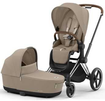 Cybex Priam4 compleet Chrome met bruine handvatten