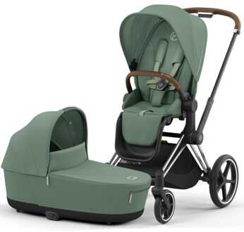 Cybex Priam4 compleet Chrome met bruine handvatten
