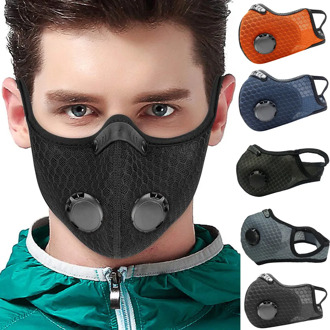 Cycling Headwear With Filter Breathing Valve Activated Carbon PM 2.5 Anti-Pollution Bicycle Running Sport Bike Dust Helmet маска