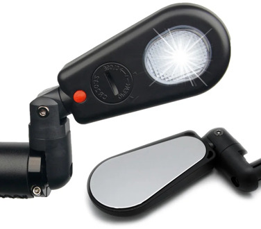 Cycling MTB Bicycle Mirror With Light Mountain Bike Rear View Mirror Handlebar Back Blind Mirror Safety Rear Rotate View Mirrors