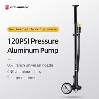 Cyclingbox Fiets Vork Pomp 120PSI Slang Manometer Mtb Air Inflator Cycling Draagbare Pomp Outdoor Fietsen Fiets Accessoires