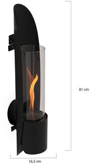Cycloflame wandhaard 16,5x16,5x81cm - Laagste prijsgarantie! Zwart