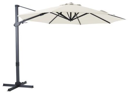 Cyrus Premium Zweefparasol Rond Ø 300 cm in Antraciet / Beige Ronde Parasol voor tuin met Aluminium Frame Bruin