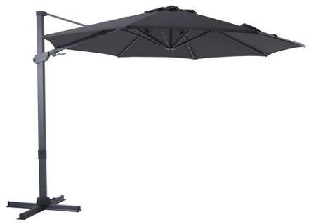 Cyrus Premium Zweefparasol Rond Ø 300 cm in Antraciet / Grijs Ronde Parasol voor tuin met Aluminium Frame