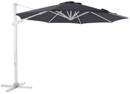 Cyrus Premium Zweefparasol Rond Ø 300 cm in Wit / Grijs Ronde Parasol voor tuin met Aluminium Frame