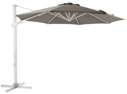 Cyrus Premium Zweefparasol Rond Ø 300 cm in Wit / Taupe Ronde Parasol voor tuin met Aluminium Frame Beige