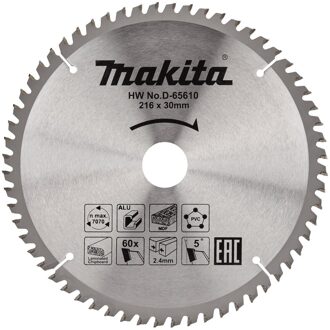 D-65610 Afkortzaagblad | div. materialen | 216x30x2,4 | 60T | 5g - D-65610