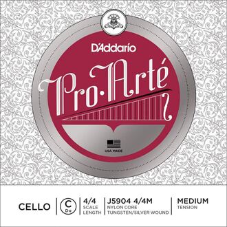 D'Addario J5904-44M cellosnaar C-4 4/4 cellosnaar C-4 4/4, medium, silver/tungsten