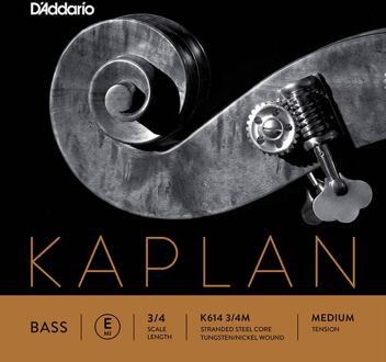 D'Addario K614-34M contrabassnaar E-4 3/4 contrabassnaar E-4 3/4, medium, stranded steel, wolfram omwonden