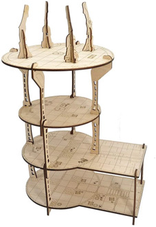 D&D 3D Mage's Tower Battle Map 4-Level 16 Inches Tall Wood Laser Cut with 1" Grid Wargaming Terrain