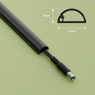 D Line Zelfklevende Kabelgoot Halfrond 16x8mm 2m Zwart