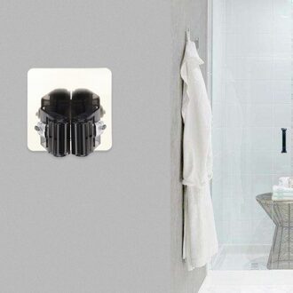 D PVC plastic Wandmontage Mop Organizer Houder Borstel Bezem Hanger Opbergrek Keuken Badkamer mop handdoek hanger Tool 2 zwart