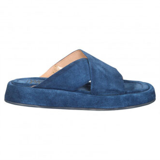 D100 blauwe suède slipper - 38