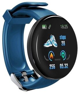 D18 Smart Fitness Armband Band Met Meten Druk Pulse Meter Sport Activiteit Tracker Horloge Polsbandje blauw