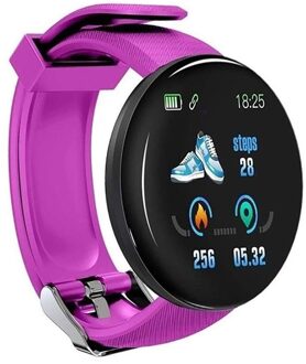 D18 Smart Fitness Armband Band Met Meten Druk Pulse Meter Sport Activiteit Tracker Horloge Polsbandje paars