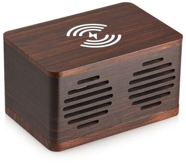 D7 Houten Mobiele Telefoon Draadloos Opladen Bluetooth Speaker High Power Retro Thuis Card Computer Kleine Stereo okkernoot wood grain