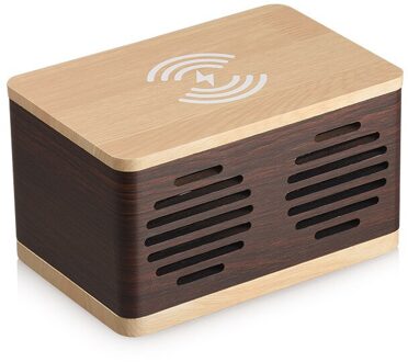 D7 Houten Mobiele Telefoon Draadloos Opladen Bluetooth Speaker High Power Retro Thuis Card Computer Kleine Stereo Stitching wood grain