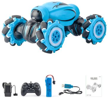 D876 1:16 4WD Rc Auto Gebaar Sensor Muziek Licht Twist Hoge Snelheid Stunt Afstandsbediening Off Road Drift Voertuig Auto Blauw