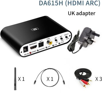 DA615H 5.1CH Audio Decoder Bluetooth 5.0 Reciever Dac Wireless Audio Adapter AC3 Dts Optische Coaxiale U Play Hdmi Arc 3.5mm Rca DA615H UK