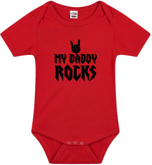 Daddy rocks kraamcadeau rompertje rood jongens en meisjes 68 (4-6 maanden)