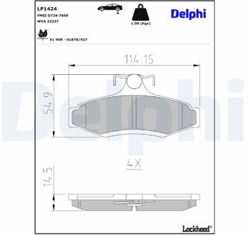 Daewoo Remblokkenset, schijfrem LP1424