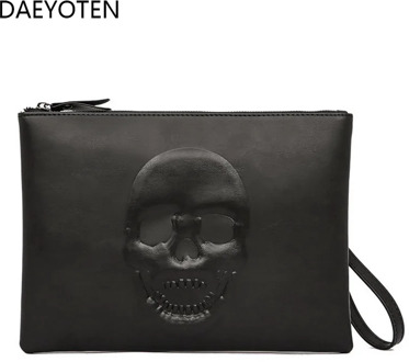 DAEYOTEN Fashion Skull Clutch Bag Men's Handbags For Men Simple Envelope Bag Ghost Head Purses Retro Punk Party Hand Bag ZM0230