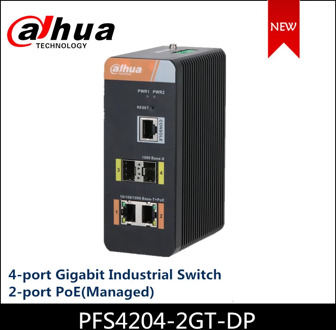 Dahua 4-port Gigabit Industrial Switch with 2-port PoE(Managed) PoE switch PFS4204-2GT-DP