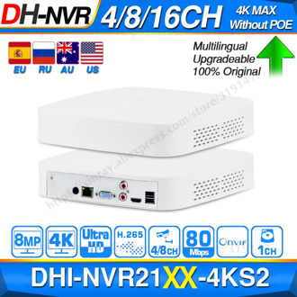 Dahua Original 4K NVR NVR2104-4KS2 NVR2108-4KS2 NVR2116-4KS2 4/8/16CH 1U Lite Network Video Recorder H265 For IP Camera System