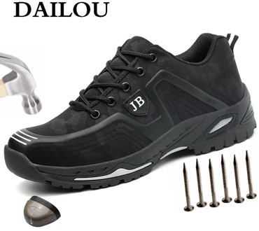DAILOU 2020 Autumn Steel Toe Work Safety Shoes Air Mesh Plus Size Ultra-light Soft Bottom Reflective Men's Sneakers Dropshipping
