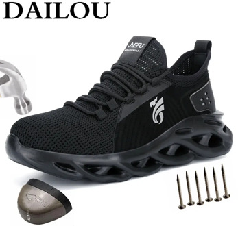 DAILOU 2020 Men's Outdoor Mesh Light Breathable Safety Sneakers Comfort Ultra-light Soft Bottom Puncture-Proof Boots Big Size 48