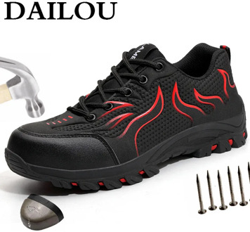 DAILOU 2020 Men's Outdoor Mesh light Breathable Safety Sneakers Steel Toe Anti-smashing Casual Puncture-Proof Boots Big Size 48